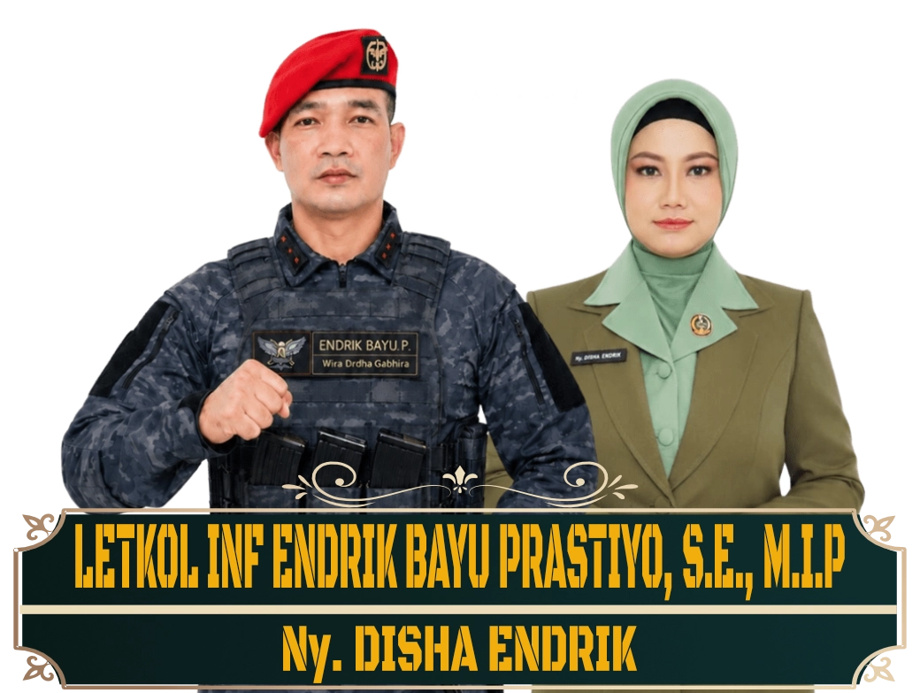 LETKOL INF M. ADITYA PRABOWO, S.E., M.I.P., M.Tr.Mil. dan Istri